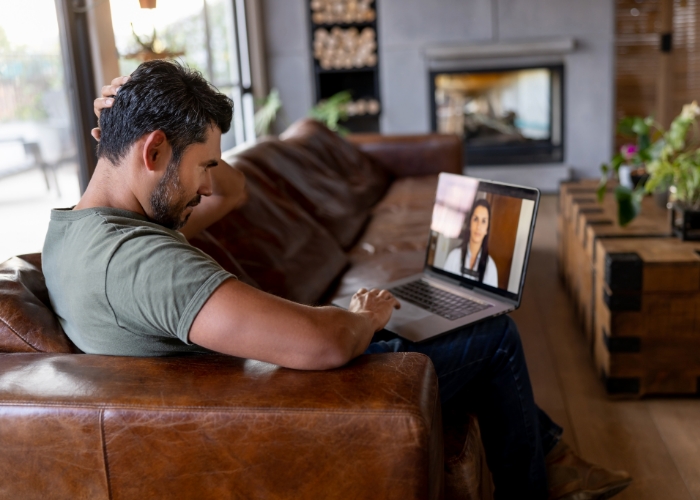 Man on telemedicine call